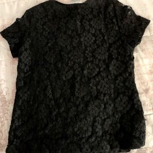 Talbots ladies black lace tee size PS
